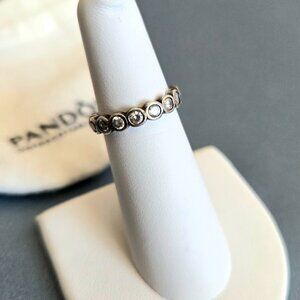 Pandora sterling silver ring with cubic zirconia.